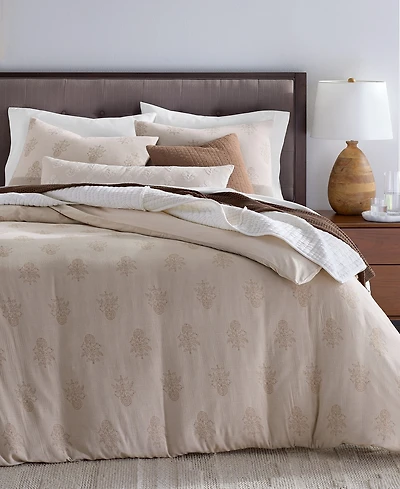 Oake Woven Floral Block 3-Piece Comforter Set, Full/Queen, Macy's Exclusive