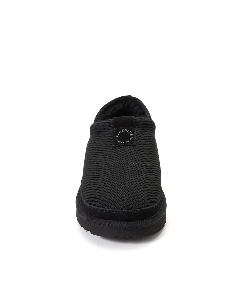 Dearfoams Women's Fireside by Sport Knit And Suede Slip On Shoetie Water Repellent Slippers
