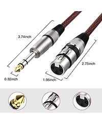 Lofree Nylon Braided Xlr Female to Trs Balanced Audio Cable, Triple-Shielded, 1/4"