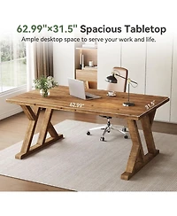 Tribesigns 63" Solid Wood Executive Desk,Computer Desk,Writing Table