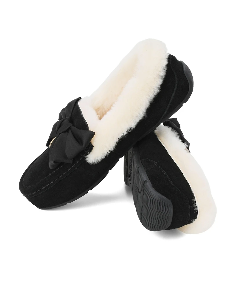 Dearfoams Women's Fireside by Mel Dream Bow Moccasin Slippers