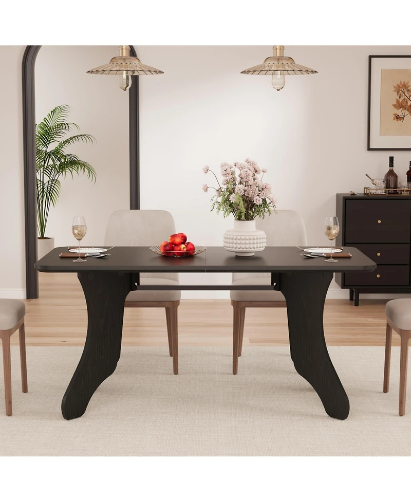 Dining Table, 63 in Rectangular Dinner Table for 4-6 People | Antler Dinner Kitchen Table, Modern Farmhouse for Dining Room