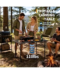 Portable Folding Aluminum Camping Table with X-Frame, Heat Resistant and Easy Clean
