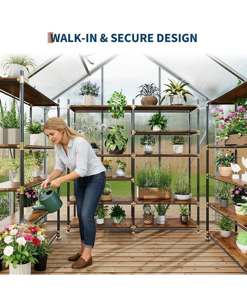6x4 Ft Two-Bay Walk-In Aluminum Greenhouse, Sturdy Frame for Patio Backyard Garden All-Season Plant Growing and Winter Protection,
