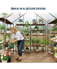 6x4 Ft Two-Bay Walk-In Aluminum Greenhouse, Sturdy Frame for Patio Backyard Garden All-Season Plant Growing and Winter Protection,