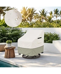 2-Pack Heavy-Duty Waterproof Patio Chair Covers, Fits Up to 31x35x28 Inches,White and Green
