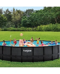 Funsicle 24' x 52" Oasis Designer Outdoor Above Ground Pool, Dark Chevron Rattan