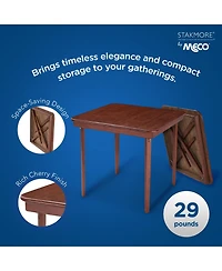 Meco Stakmore Classic Straight Edge Solid Wood Folding Card Table, Cherry Frame