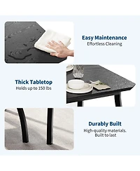 Dining Table Set for 4, 5-Piece Black Space-Saving Kitchen Table with Cushioned Chairs for Small Apartment Afternoon Tea