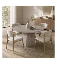 47-Inch Round Pedestal Dining Table, Seats 4-6, Grey, 350 lb Capacity