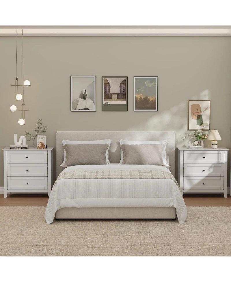 3 Drawer Dresser, 27.5 Inch Bedroom Nightstand, Modern Farmhouse Storage Cabinet, Sofa Side Table for Living Room, Apartment, Entryway