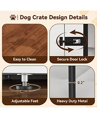 Dog Crate Furniture with Removable Divider, 71 Inch Indoor Double Pet Kennel Home for 2 Dogs, Tv Stand End Table, White and Brown