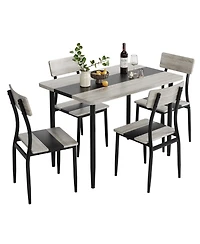 5-Piece Dining Table Set for 4, Compact Rectangular Kitchen Dining Room Table and Chair Set for Breakfast Nook, Afternoon Tea, Gray and Black