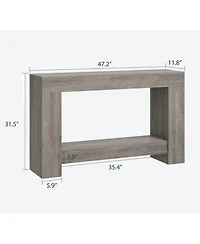 47.2" Farmhouse Console Table with H-Base, 2-Tier Entryway Sofa Table for Living Room,Light Grey