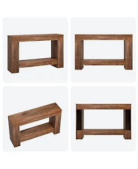 47.2" Farmhouse Console Table with H-Base, 2-Tier Entryway Sofa Table for Living Room,Brown