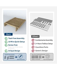 Minimalist Low Profile Platform Bed Frame, Noise-Free Slat Support, No Box Spring Needed