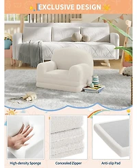 Convertible Kids Sofa, 2-in-1 Fold Out Kids Lounge Chair and Toddler Soft Couch for Playroom Nursery