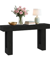 63" Black Wood Farmhouse Console Table, Narrow Sofa Table for Entryway and Living Room