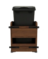 Rev-a-Shelf Walnut Wood Pullout Waste Container, Soft-Close, 35 qt, Black