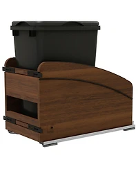 Rev-a-Shelf Walnut Wood Pullout Waste Container, Soft-Close, 35 qt, Black