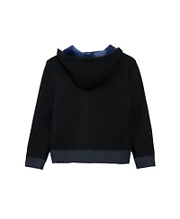 Xray Boy's Full Zip Hooded Sweater With Stripes And Faux Shearling Lining