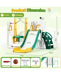 Compact Toddler Swing and Slide Playset for Kids Ages 2-6, Outdoor Backyard Playground with Swing Slide, Blue-Gray/Orange-Green/Gray-White