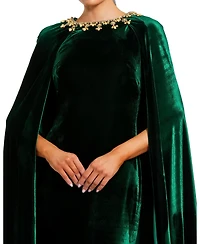 Mac Duggal Women's Embellished Velvet Cape Gown