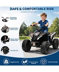 12V Kids Ride On Atv Quad, Battery Powered 4-Wheel Off Road Vehicle with Dual Motors for Outdoor Fun, Blue/Red/Yellow/Rose/Green/Camo/White, Ages 3-6