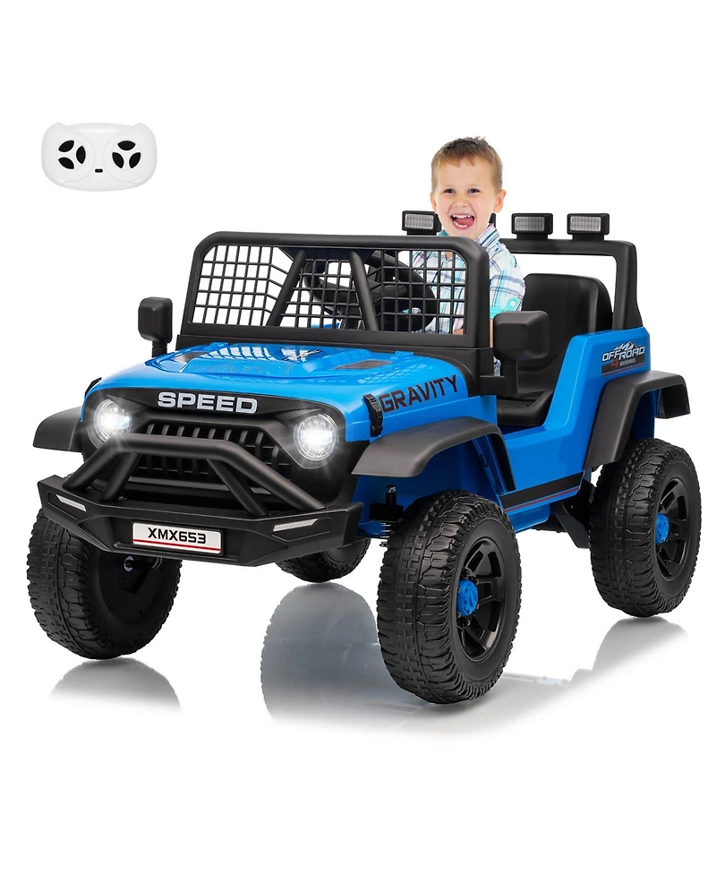 Single Seat 12V Ride On Car for Kids with Remote, Battery Powered Toddler Toy for Ages 3-6, Indoor Outdoor Driving, Blue