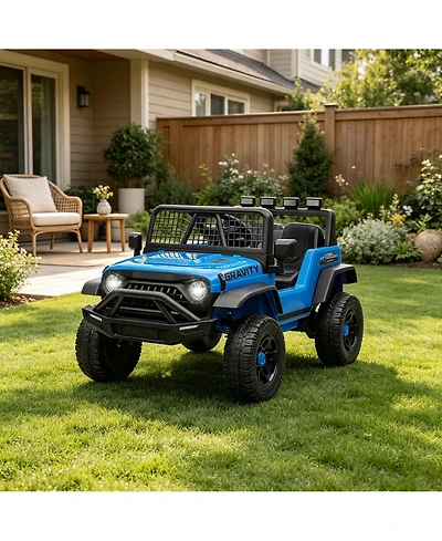 Single Seat 12V Ride On Car for Kids with Remote, Battery Powered Toddler Toy for Ages 3-6, Indoor Outdoor Driving, Blue