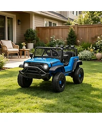 Single Seat 12V Ride On Car for Kids with Remote, Battery Powered Toddler Toy for Ages 3-6, Indoor Outdoor Driving, Blue