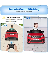 12V Licensed Land Rover Ride-On Car, Parental Remote, MP3 Player, Led Lights, Rocking Mode, Pull Rod, Battery Powered Toy for Ages 3-8