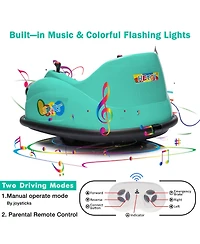 12V Electric Ride-On Bumper Car for Kids, 360degree(s) Spin, Remote Control, Music, Safety Certified, Fun Gift for Boys and Girls