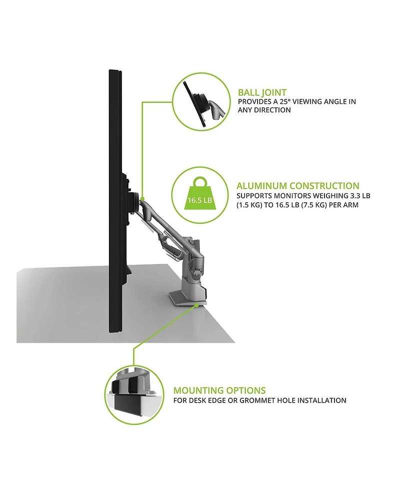 Kanto DMS2000 Dual-Monitor Desktop Mount for 17" - 32" Displays