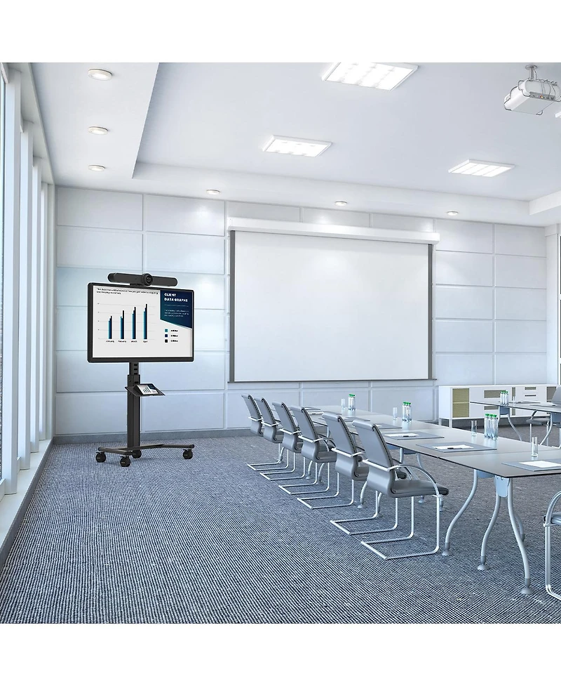 Kanto MPC77 Rolling Av Cart Compatible with Video Conferencing Systems for 37" - 77" TVs