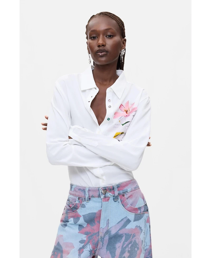 Desigual Women's Printed Wide Leg Jeans