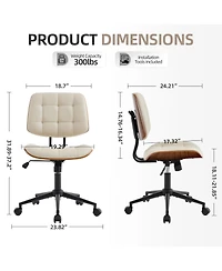 Home Office Armless Desk Chair with Wheels | Modern Adjustable Back, 360 Swivel, Adjustable Seat Height, for Office, Reading Meeting Room