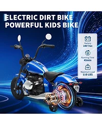 24V Licensed Kids Ride On Sport Motorcycle, High Speed Electric Bike with Brushless Motor for Outdoor Riding, Green/Blue/Red/Black, Ages 6-14