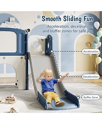 55 Inch Kids Slide with Climber, Toddler Playground Slide for Indoor Outdoor Use, Easy Assembly Plastic Slide, Pink/Blue, Ages 2-6