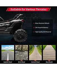 24V Battery Powered Kids Ride On Utv Utility Vehicle, 4-Wheel Off Road Electric Toy for Outdoor Driving Fun, Black/White, Ages 3-8