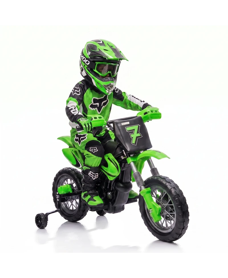 Single Seat 12V Kids Ride On Motorcycle Toy Ages 3-6, Battery Powered Electric Off-Road Vehicle with Lights, Orange/Red/Green