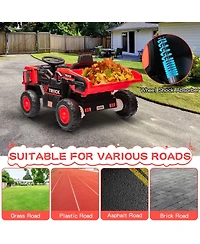 32.3x21.5x13.7 Inch 12V Kids Electric Mining Dump Truck Ride On, Construction Vehicle Toy with Sounds, Outdoor Toy for Boys Girls, Red, Ages 3-6