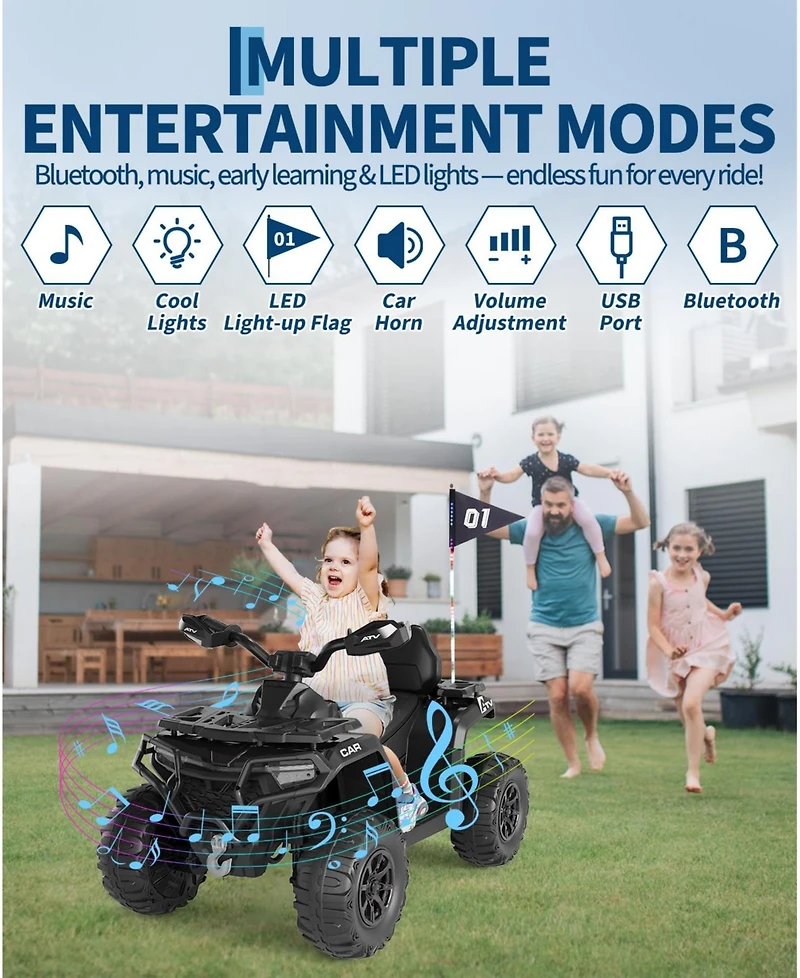 33.5x18.1x22 Inch 12V Electric Atv for Kids Ride On, 4 Wheeler with Remote Control Dual Drive, Outdoor Toy for Boys Girls, Purple, Ages 3-6