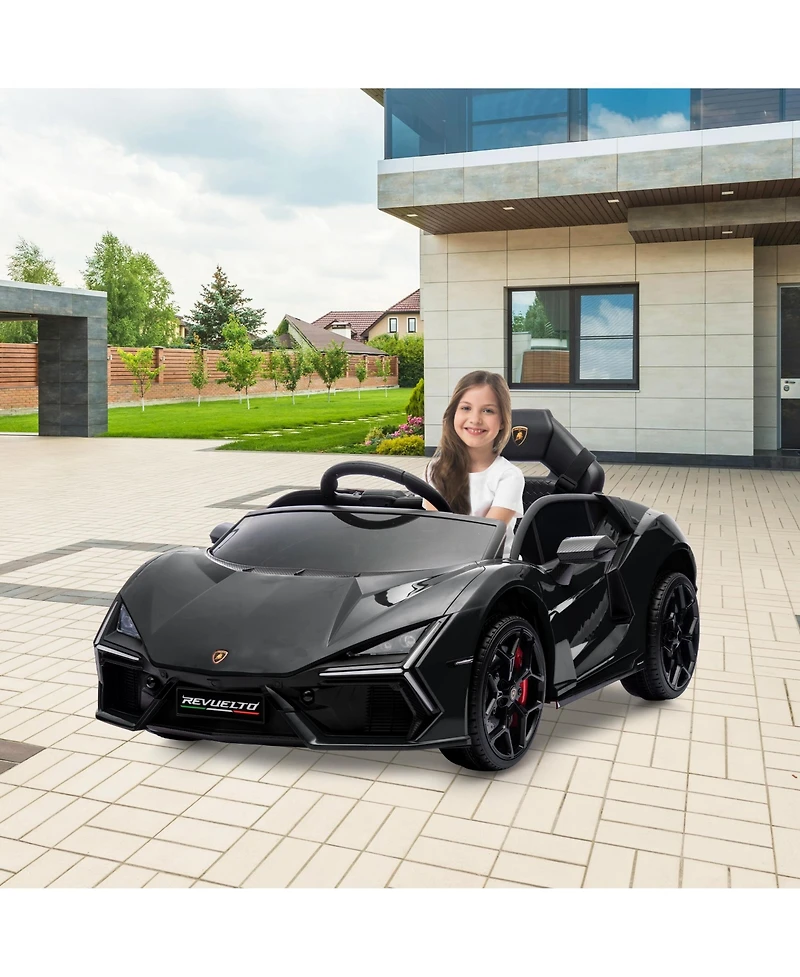 12V Licensed Lamborghini Ride On Car, Battery Powered Electric Toy, Dual 25W Motors, Remote Control, Spring Suspension, Headlights, Music, for Ages 3+