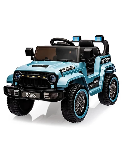 12V Ride-On Truck for Children, Remote Control, Dual Motors, 3 Speeds, Spring Suspension, Led Lights, All-Terrain Electric Vehicle Ages 3-5