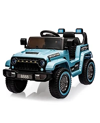 12V Ride-On Truck for Children, Remote Control, Dual Motors, 3 Speeds, Spring Suspension, Led Lights, All-Terrain Electric Vehicle Ages 3-5