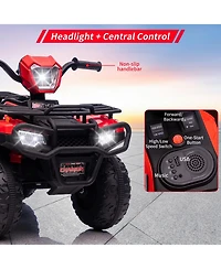 12V Kids Ride On Atv, Dual Speed 1.5-2.2MPH, Led Lights, Audio and Usb, One-Button Start, Battery Powered 4-Wheeler Outdoor Toy for Kids
