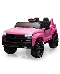 2 Seater Ride On Truck, Licensed Chevrolet Silverado, 3-Speed Electric Car with Remote Control, Spring Suspension, MP3 Music, Led Light for Kids 3-8