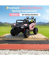 43.5x28.5x29.5 Inch 24V Kids Ride On Electric Utv 2 Seater with Remote Control, 4WD Battery Powered Off-Road Vehicle for Outdoor Fun, Blue, Ages 3-6