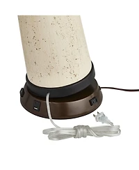 360 Lighting Southwestern Table Lamp with Usb and Ac Power Outlet Workstation Charging Base 29" Tall Brown Hammered Pot Living Room Bedroom